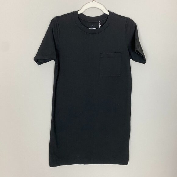Everlane The Weekend Tee Dress Black Mini Pocket Womens Size XXS - Picture 1 of 6